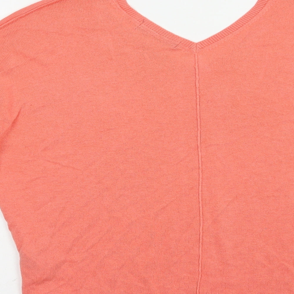 Marks and Spencer Womens Pink V-Neck Viscose Pullover Jumper Size 14