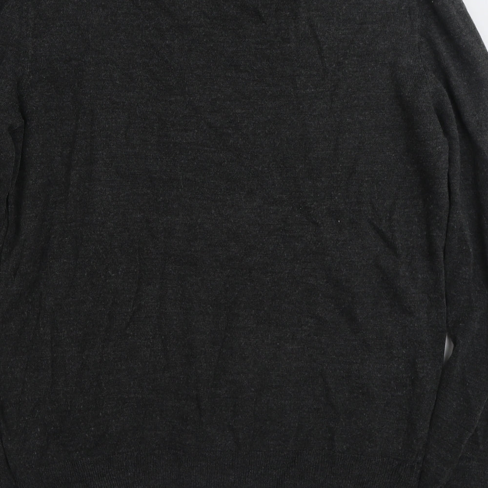 F&F Mens Grey V-Neck Acrylic Pullover Jumper Size L