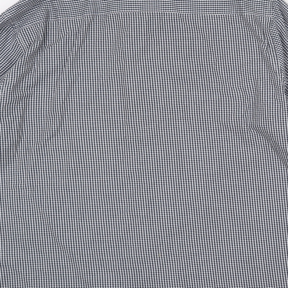 Primark Mens Black Check Polyester Dress Shirt Size 17 Collared Button - Tailored fit