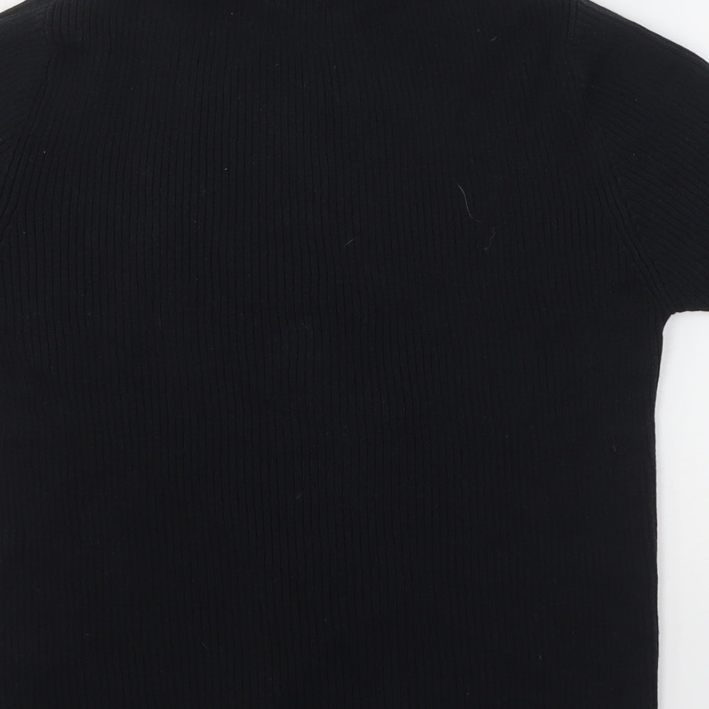 FABRIZIO Womens Black Mock Neck Cotton Pullover Jumper Size S