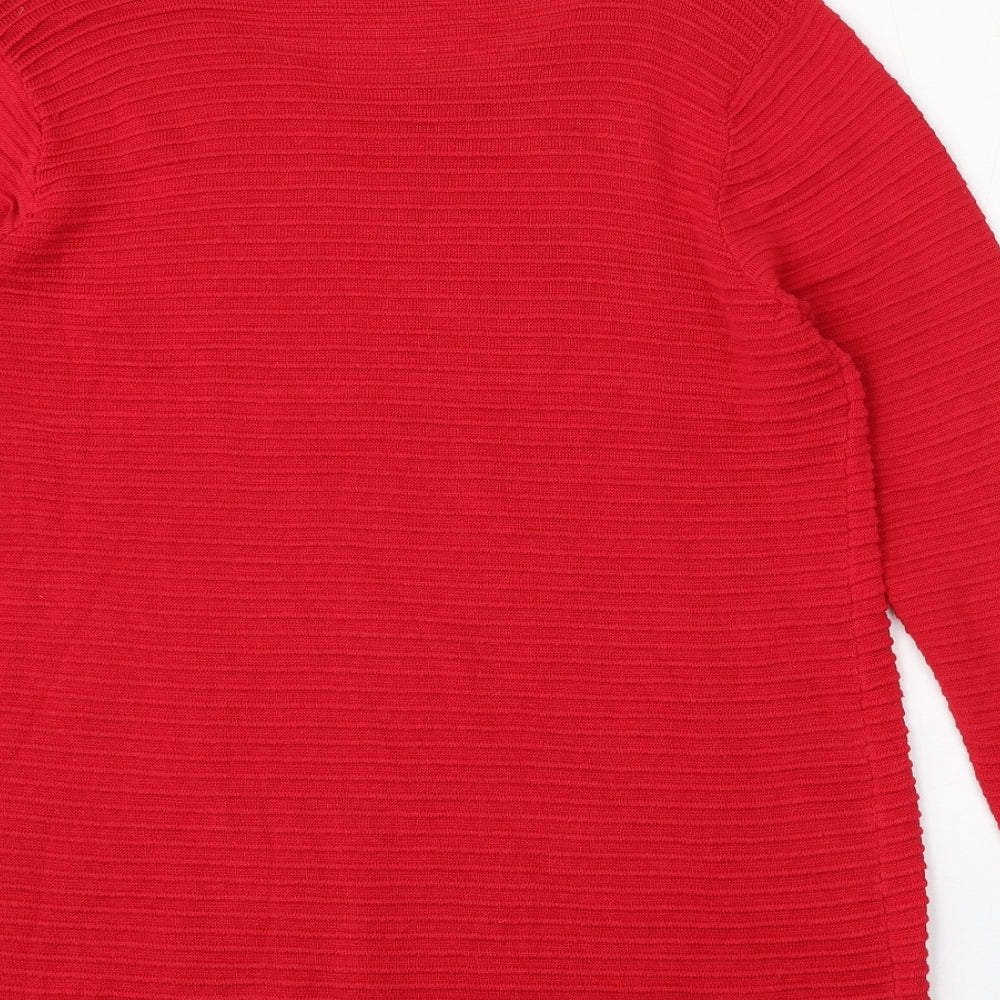 Basic Editions Womens Red Round Neck Cotton Pullover Jumper Size XL