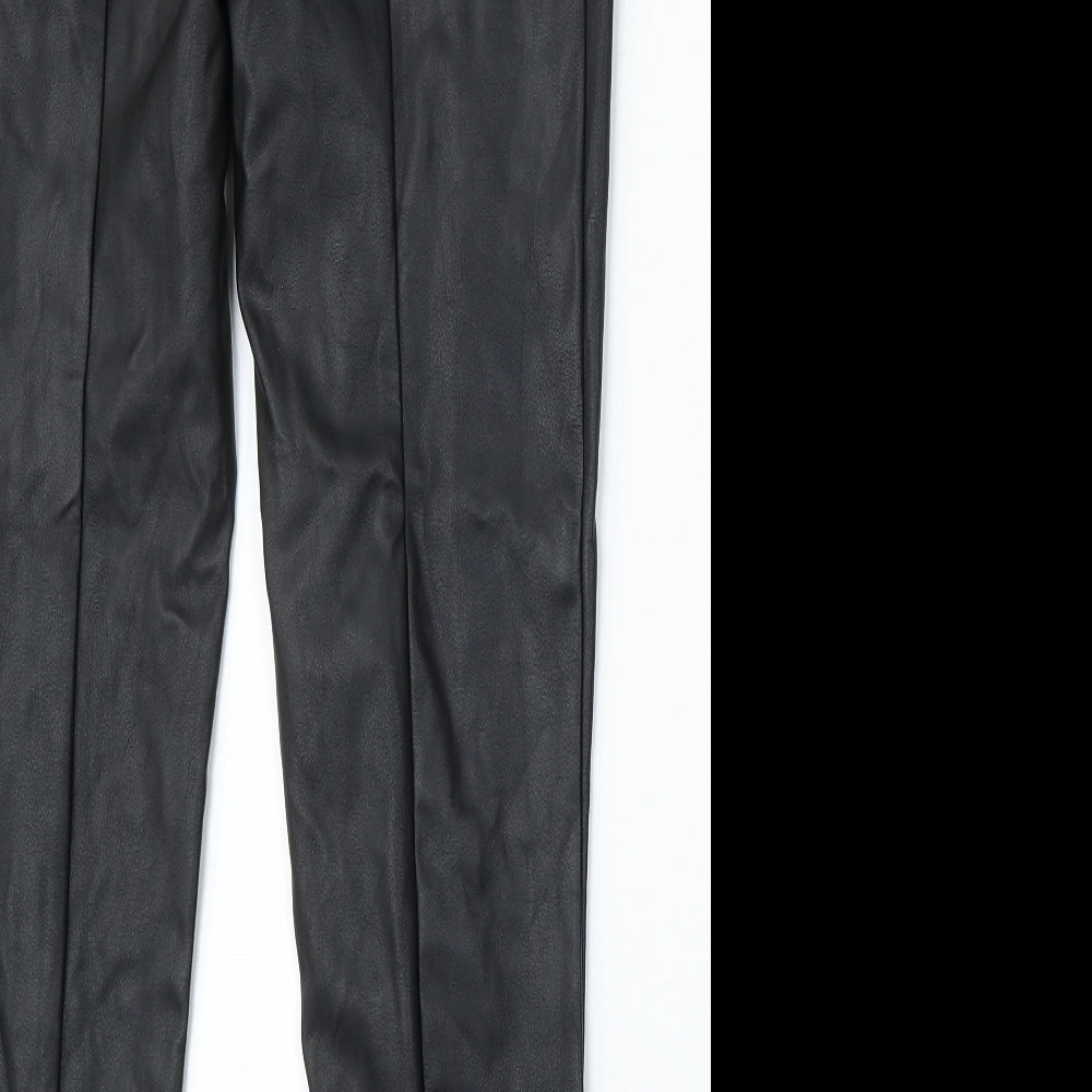 F&F Womens Black Polyurethane Trousers Size 8 L26 in Regular