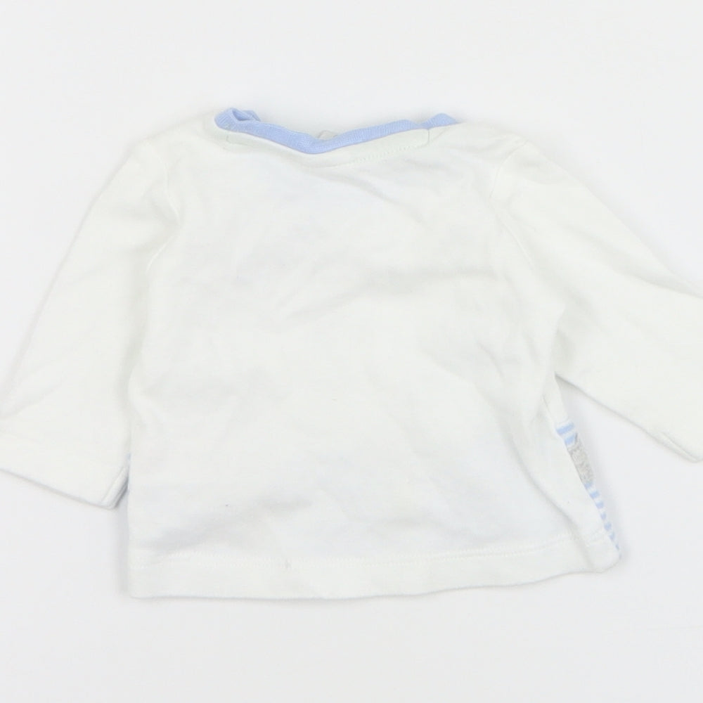 Mini Club Baby White Cotton Basic T-Shirt Size 0-3 Months Crew Neck Snap - Dragon