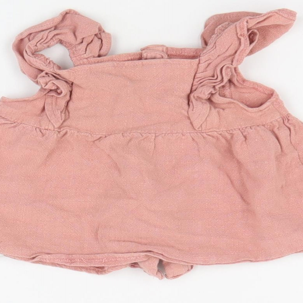 Primark Baby Pink Viscose Basic Blouse Size 9-12 Months Square Neck Button