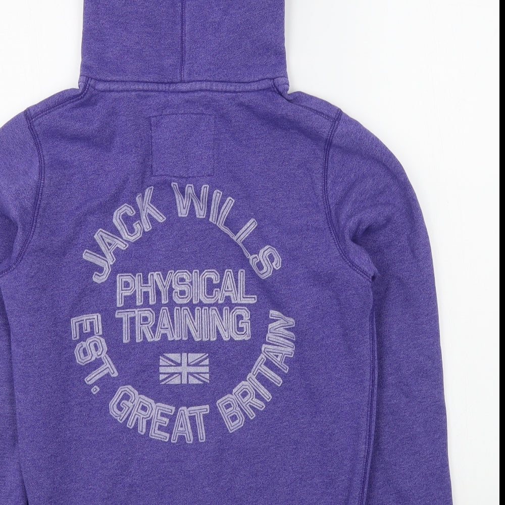 Jack Wills Womens Purple Cotton Pullover Hoodie Size 12 Pullover