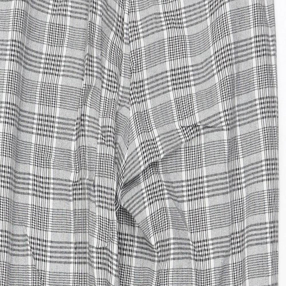 Topshop Womens Grey Plaid Cotton Trousers Size 8 L20 in Regular