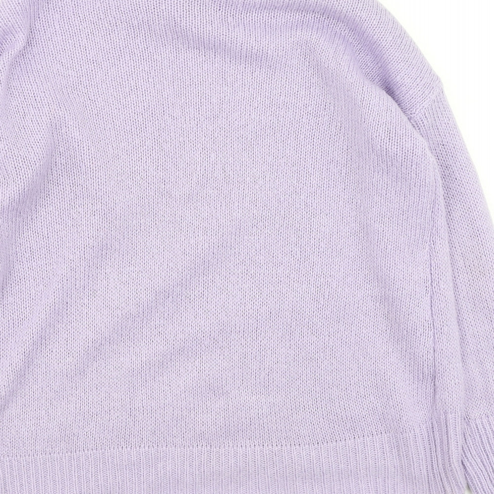 New Look Womens Purple Round Neck Acrylic Pullover Jumper Size L