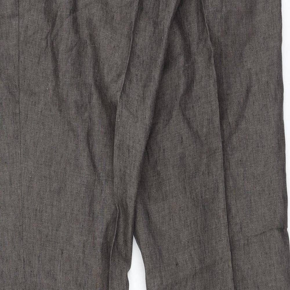 Jaeger Mens Brown Linen Trousers Size 40 L34 in Regular