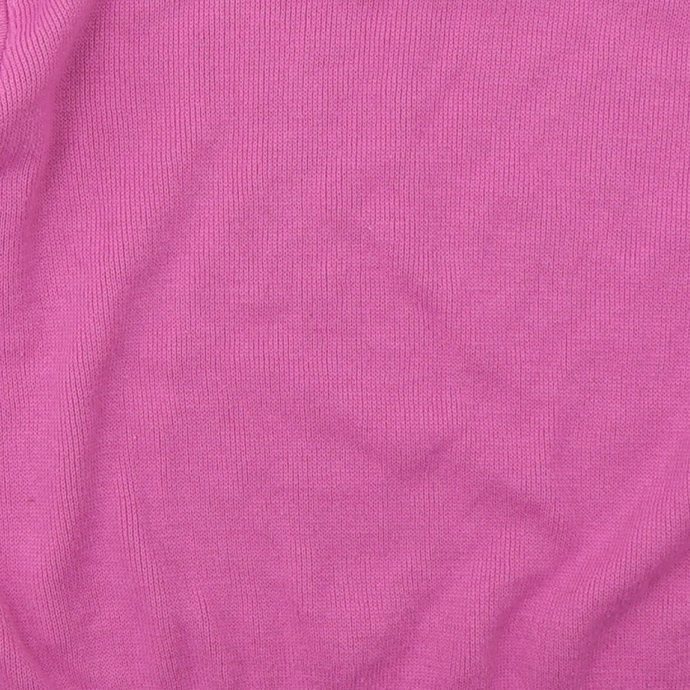 Merry Gold Womens Pink Crew Neck Acrylic Pullover Jumper Size S - Flowers
