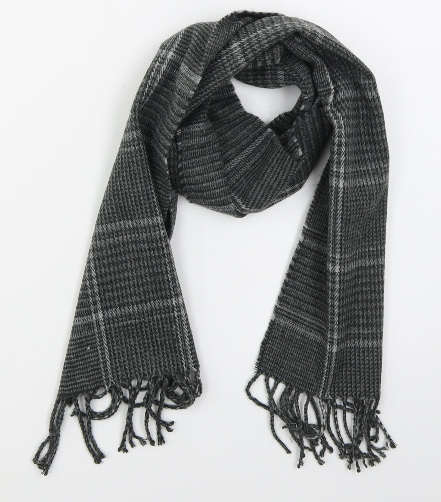 Avenue Womens Grey Check Acrylic Scarf