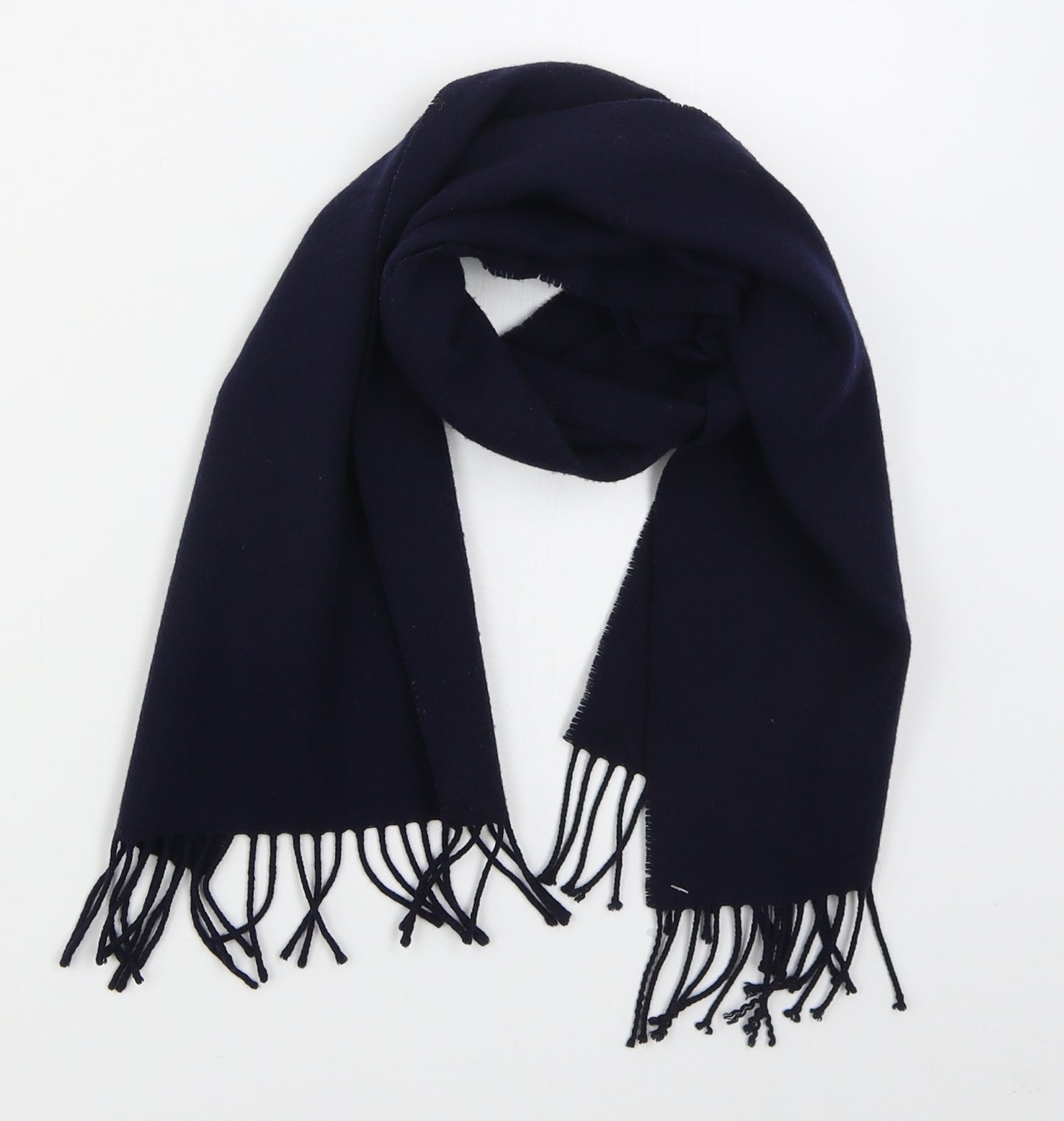 Marks and Spencer Mens Blue Wool Rectangle Scarf Scarf One Size