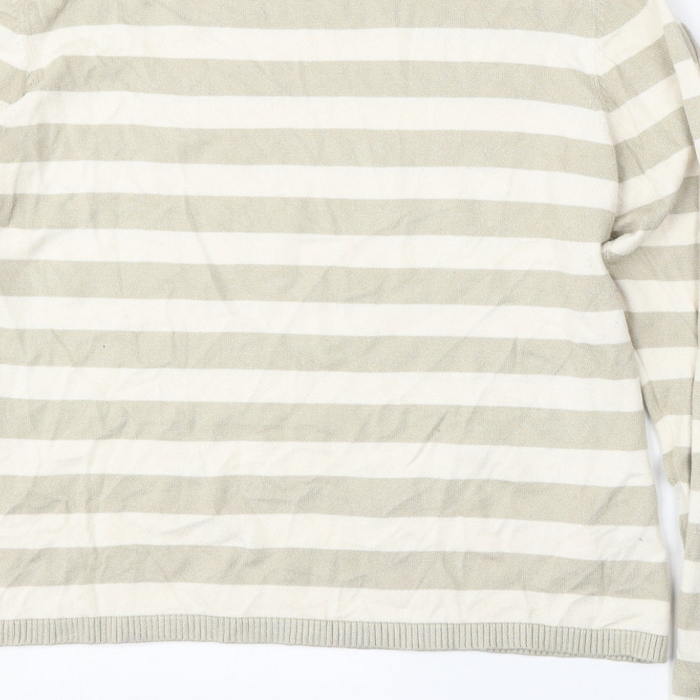 Marks and Spencer Womens Multicoloured Round Neck Striped Viscose Pullover Jumper Size 18