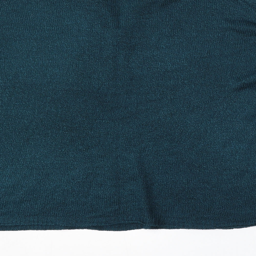 BM Collection Womens Blue V-Neck Polyester Pullover Jumper Size 14
