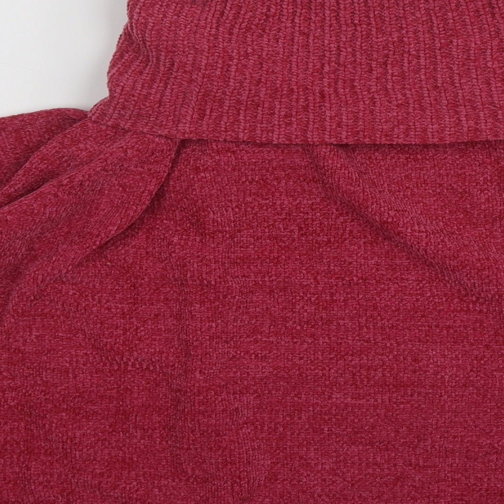 Bon Marche Womens Pink High Neck Acrylic Pullover Jumper Size L