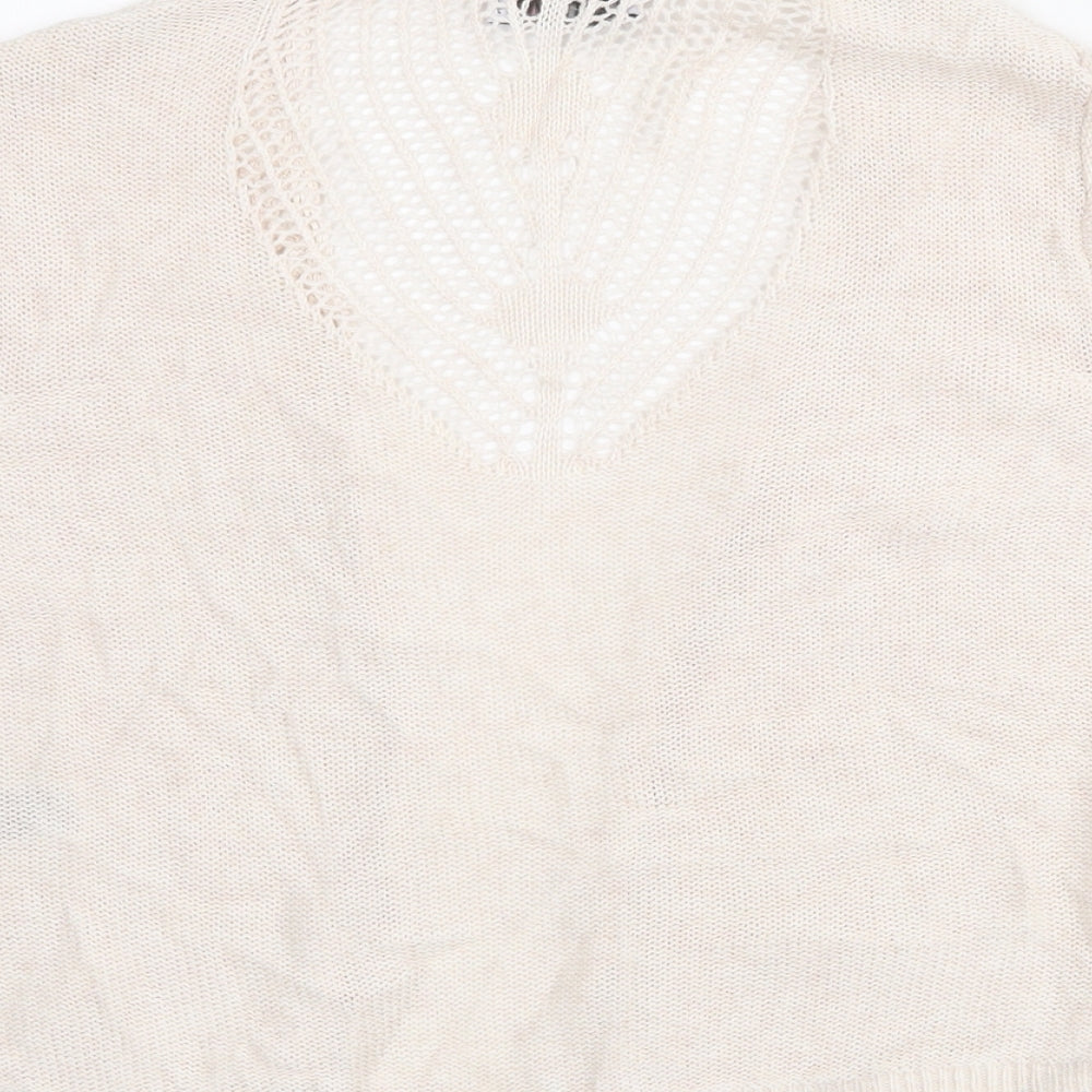 Marks and Spencer Womens Ivory Cowl Neck Viscose Cardigan Jumper Size 16 - Cropped
