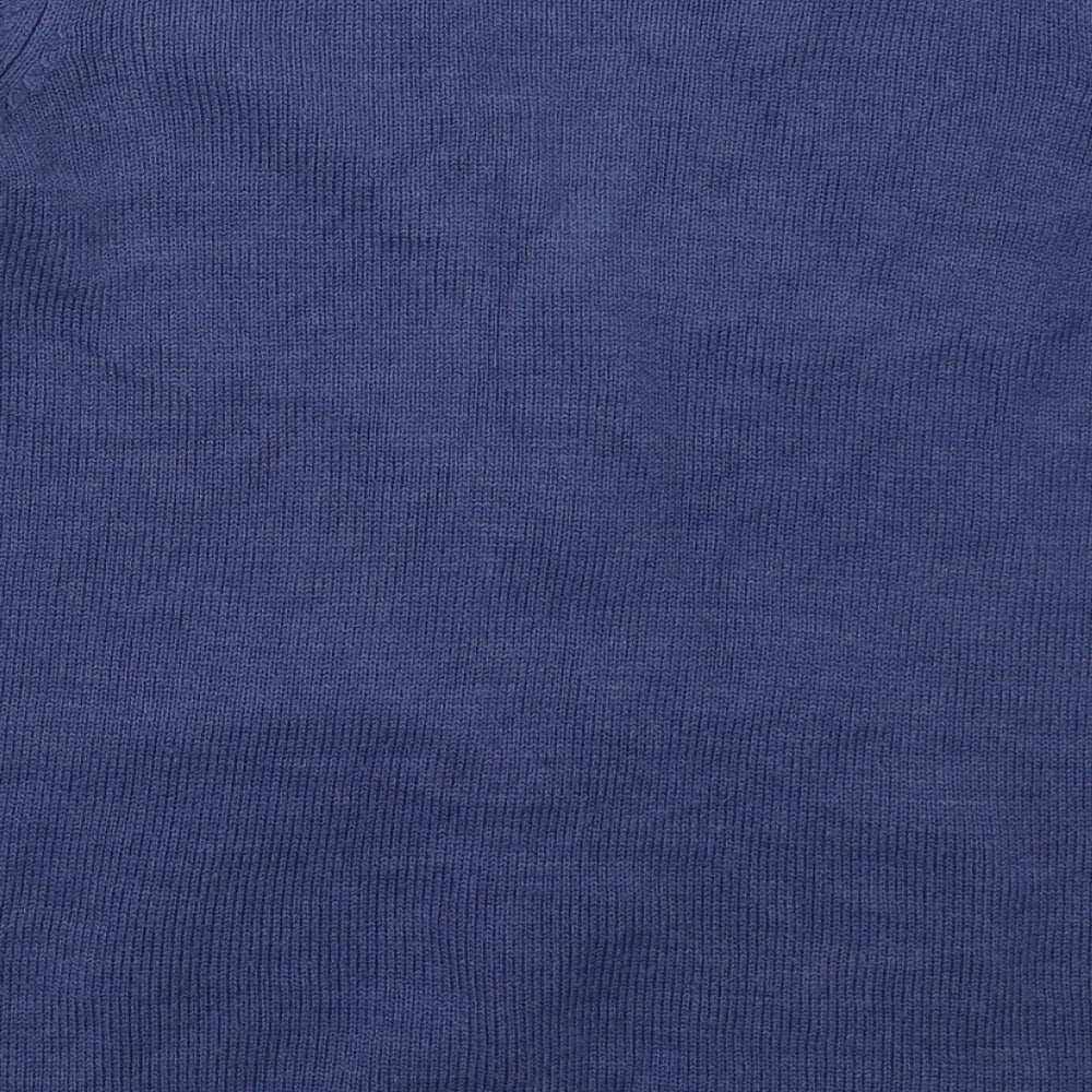 EWM Womens Blue V-Neck Acrylic Cardigan Jumper Size 10