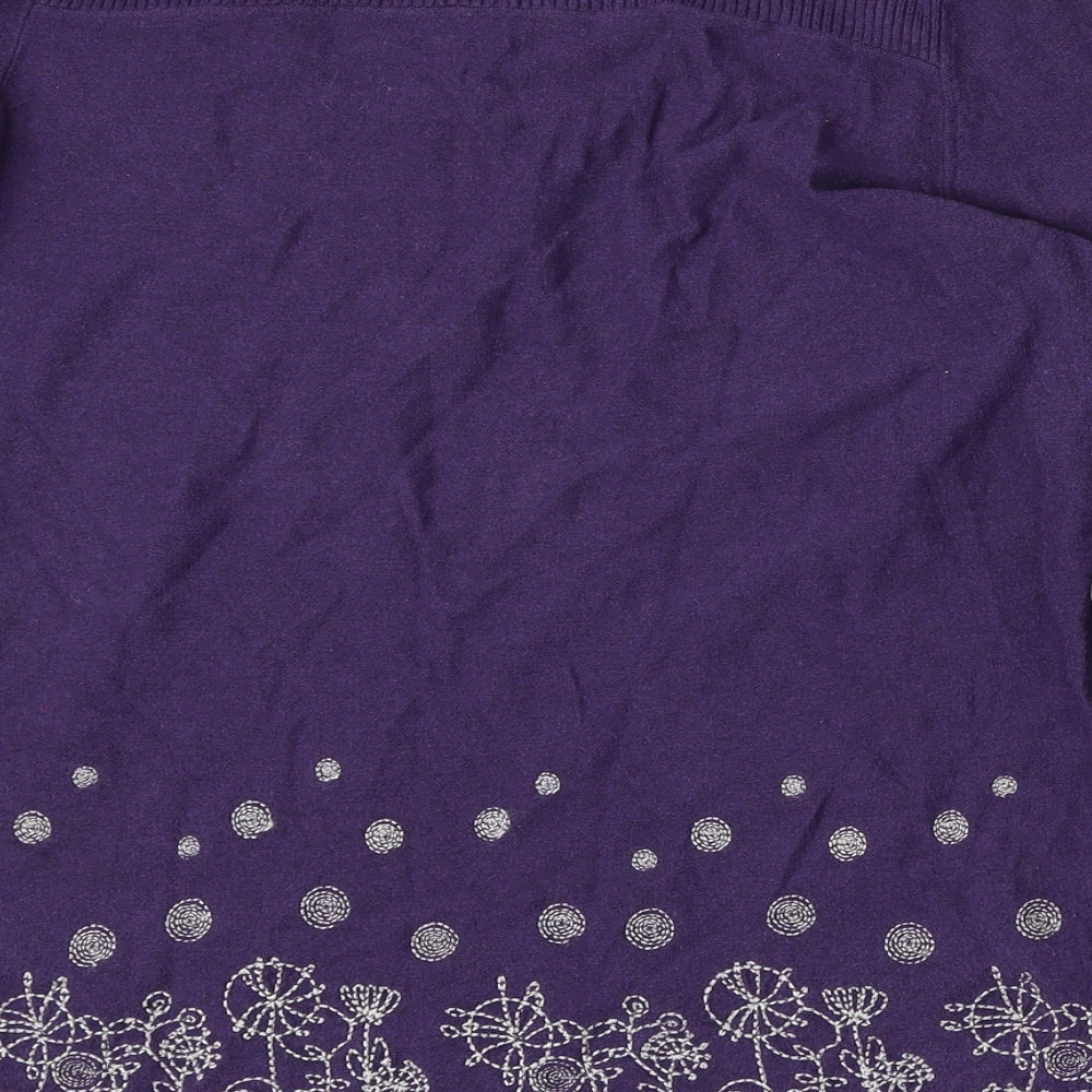 Peacocks Womens Purple Round Neck Cotton Pullover Jumper Size 12