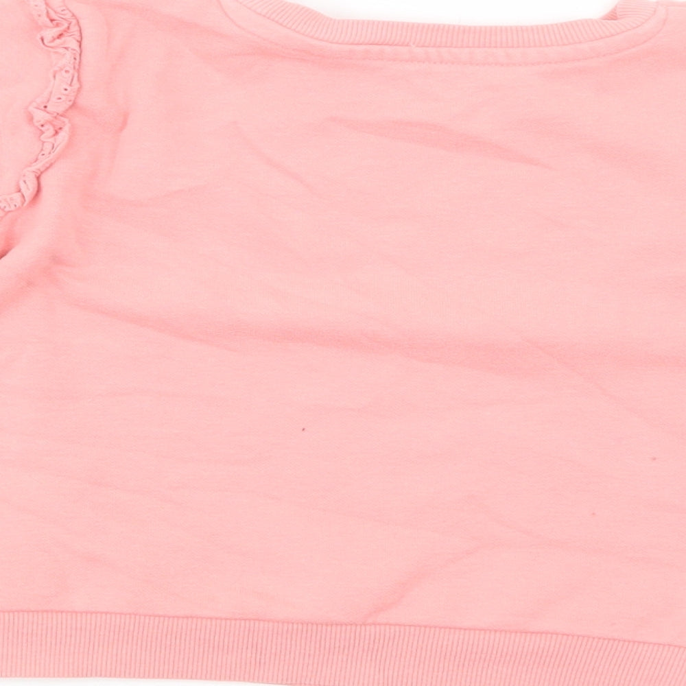 George Girls Pink Cotton Pullover Sweatshirt Size 4-5 Years Pullover - Happy Heart