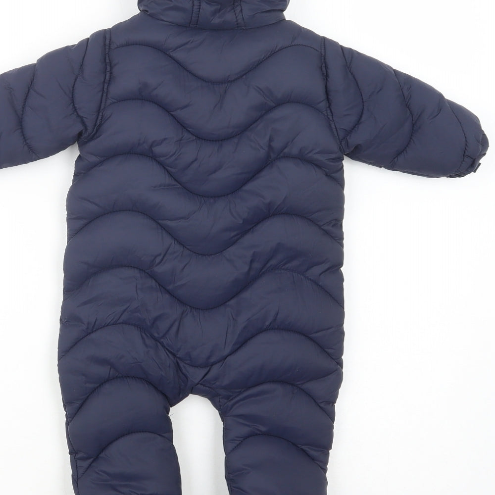 F&F Baby Blue Snowsuit Size 0-3 Months Zip