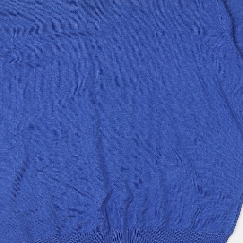 Henleys Mens Blue V-Neck Cotton Pullover Jumper Size M