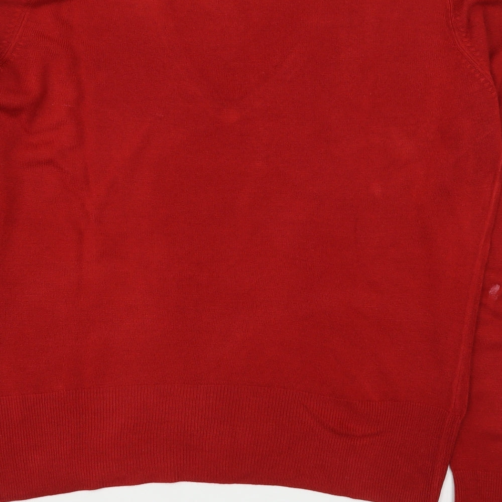 NEXT Womens Red V-Neck Acrylic Pullover Jumper Size 14