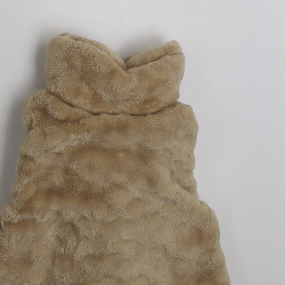 Fruit de ma passion Girls Beige Animal Print Gilet Jacket Size 18 Months Button