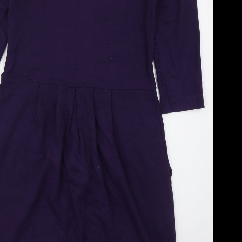 Jaeger Womens Purple Viscose A-Line Size 12 Boat Neck Pullover