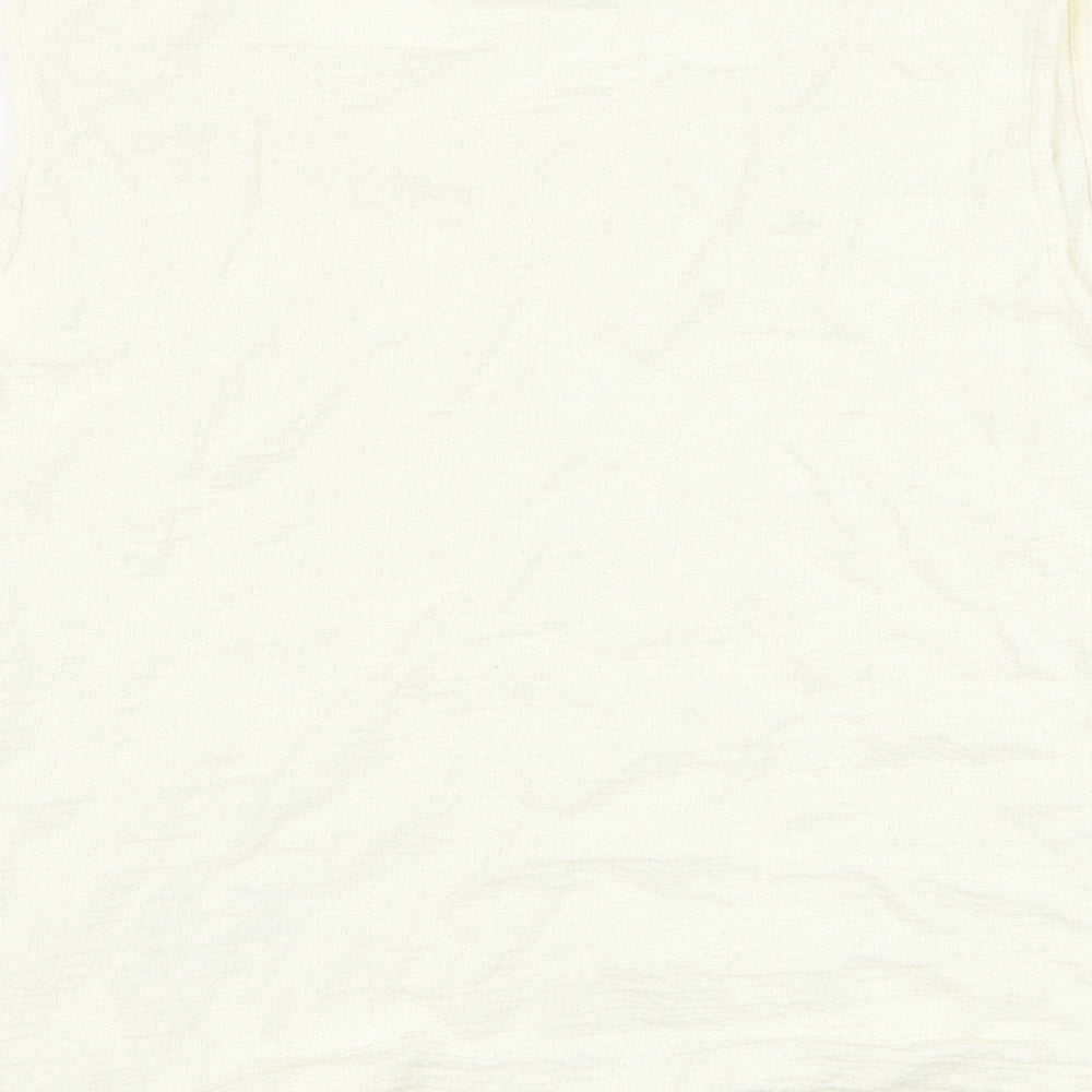 Mango Womens Ivory Cotton Basic Tank Size S Round Neck