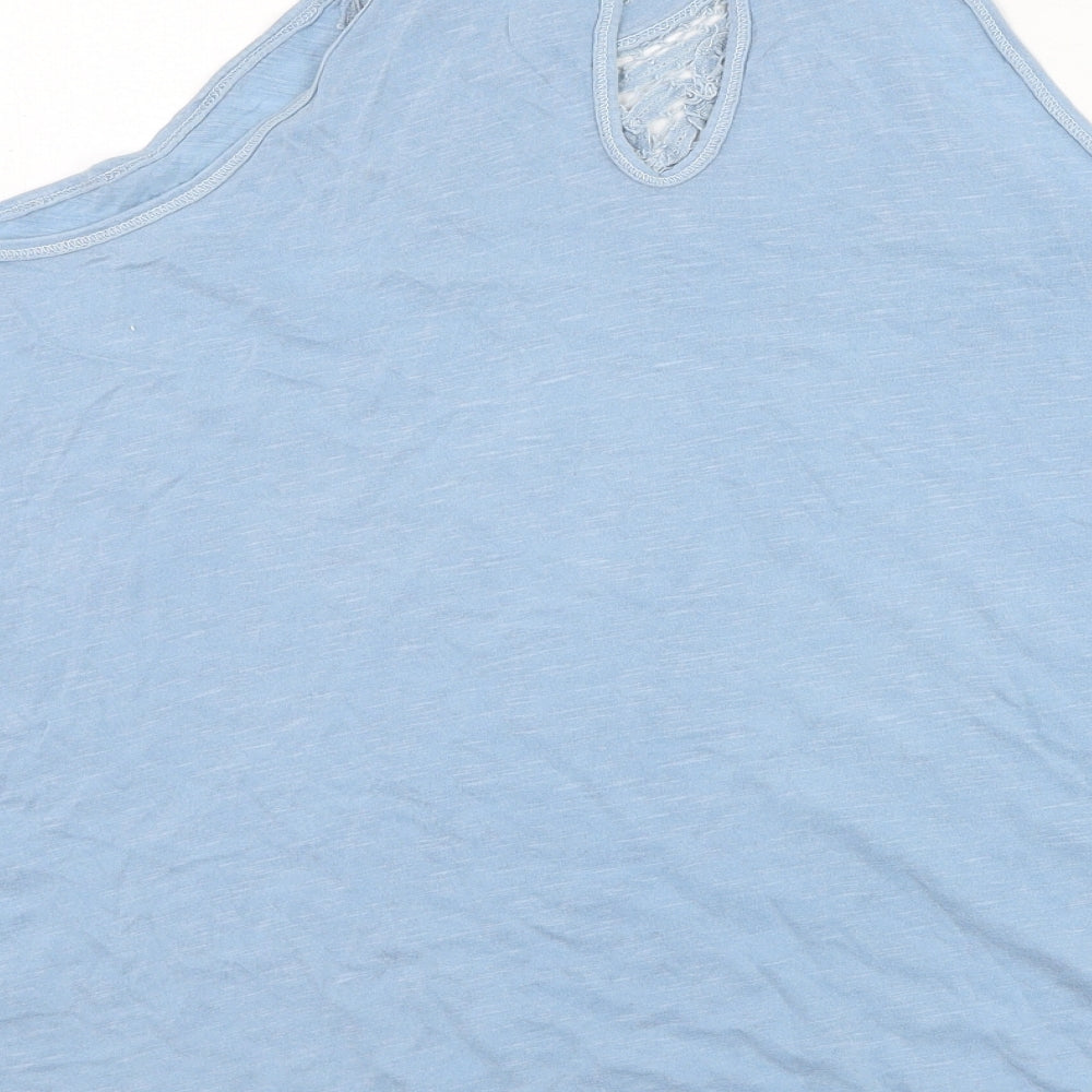 New Look Womens Blue Cotton Basic Tank Size 10 Halter