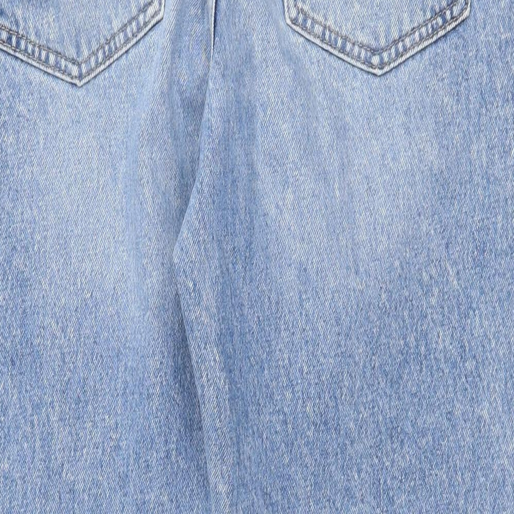 RESERVED Womens Blue Cotton Boyfriend Jeans Size 14 L27 in Regular Zip
