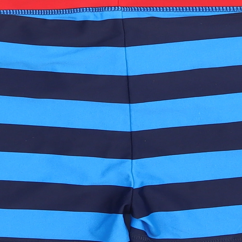 Marks and Spencer Boys Blue Striped Polyamide Compression Shorts Size 12 Years Regular Drawstring - Swimshorts 12-13 years