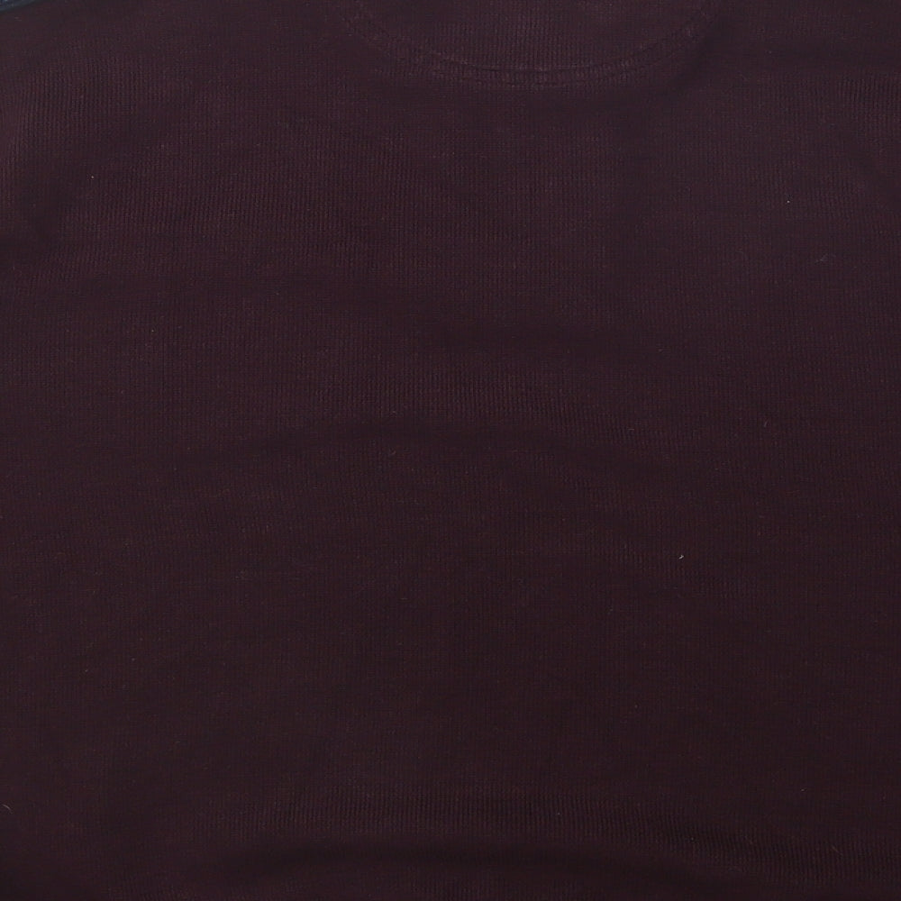 Bugatti Mens Purple High Neck Cotton Pullover Jumper Size M - Zip Logo Popper