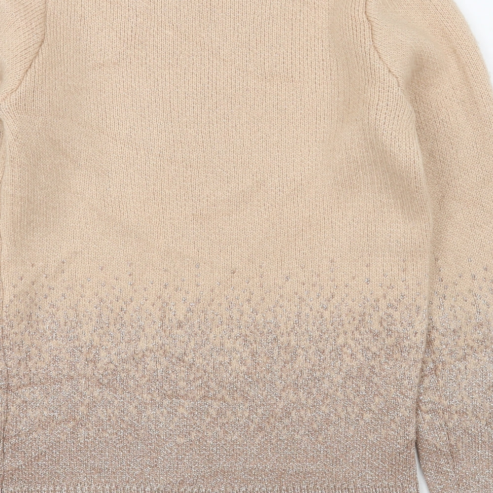 Oasis Womens Beige Round Neck Acrylic Pullover Jumper Size XS