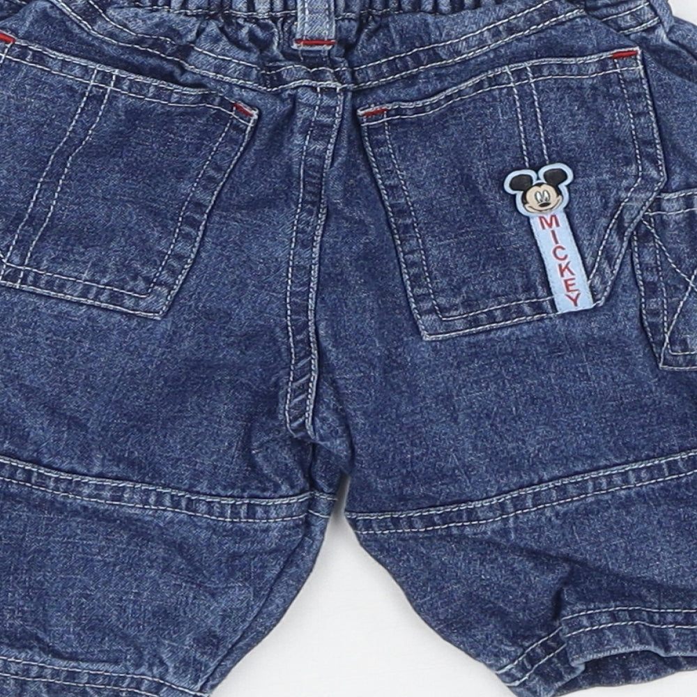 Preworn Boys Blue Cotton Cropped Jeans Size 0-3 Months - Mickey Mouse