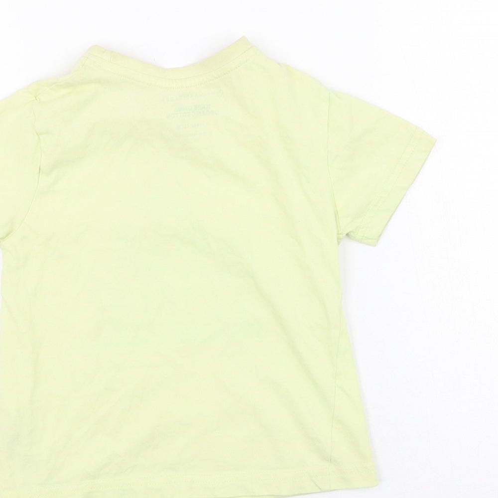 Primark Boys Yellow Cotton Basic T-Shirt Size 3-4 Years Round Neck