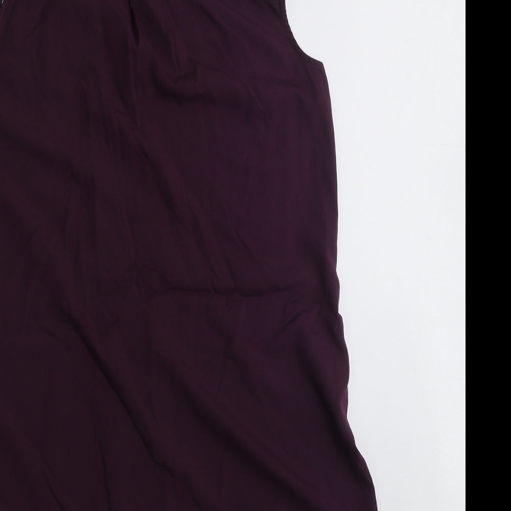 NEXT Womens Purple Geometric Polyester Basic Blouse Size 16 V-Neck