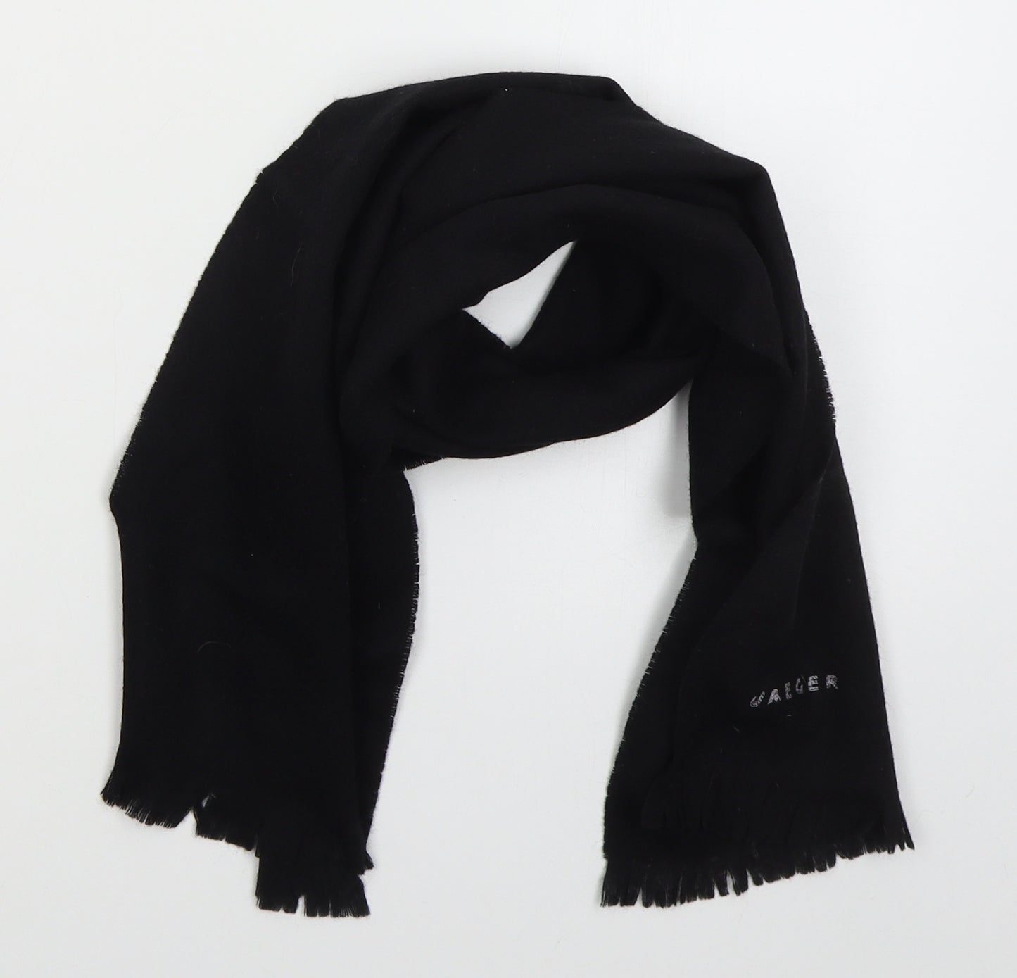 Jaeger Mens Black Wool Rectangle Scarf Scarf One Size