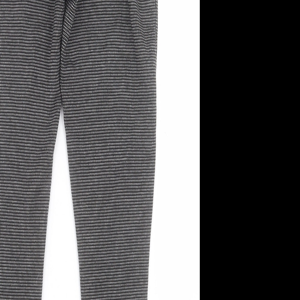 F&F Womens Black Geometric Polyester Trousers Size 10 L27 in Regular