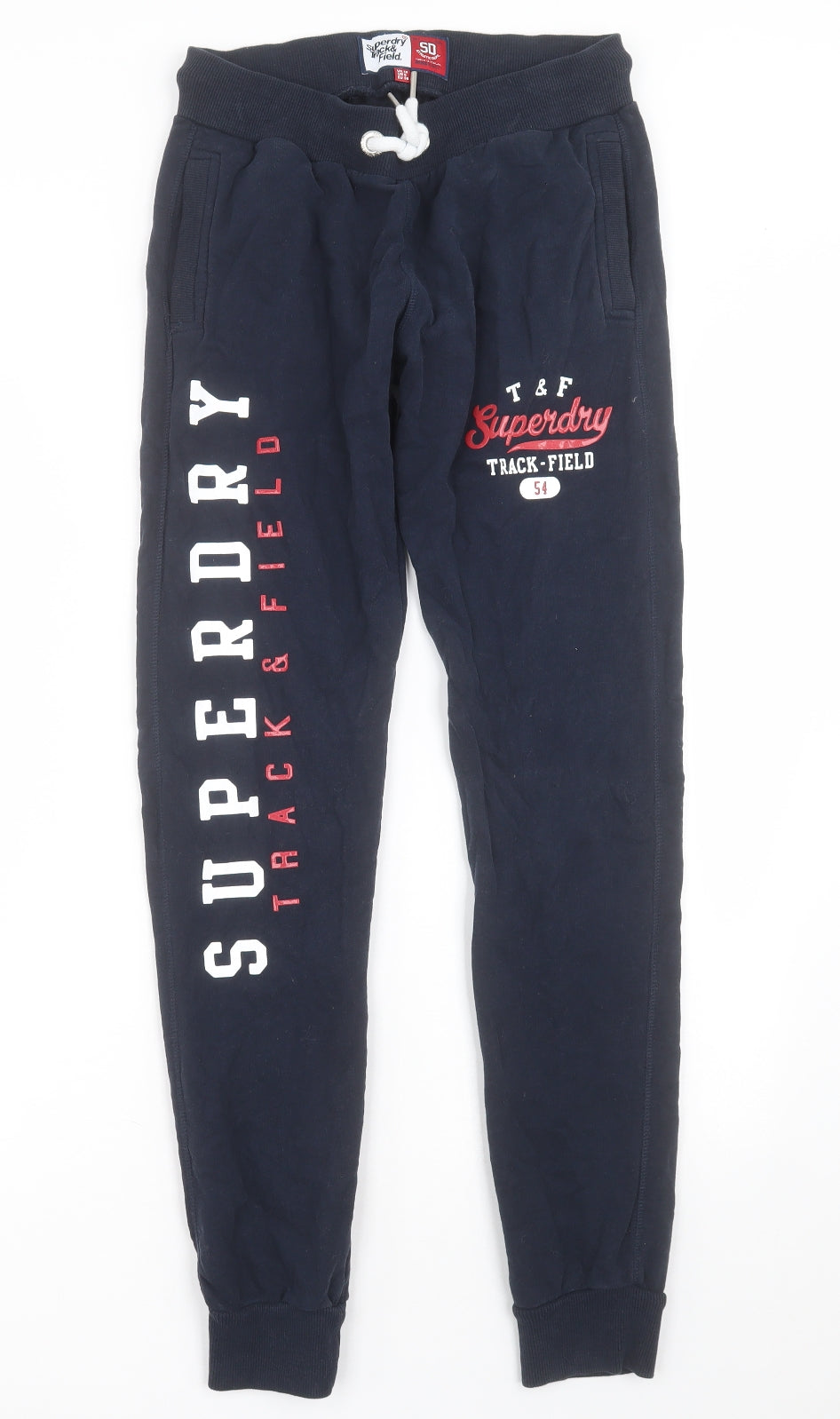 Superdry Womens Blue Cotton Jogger Trousers Size 10 L31 in Regular