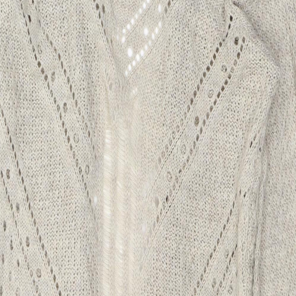 Made in England Womens Beige V-Neck Acrylic Cardigan Jumper Size M