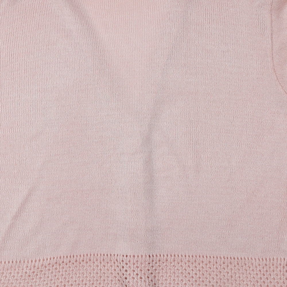 Cignal Womens Pink V-Neck Acrylic Cardigan Jumper One Size