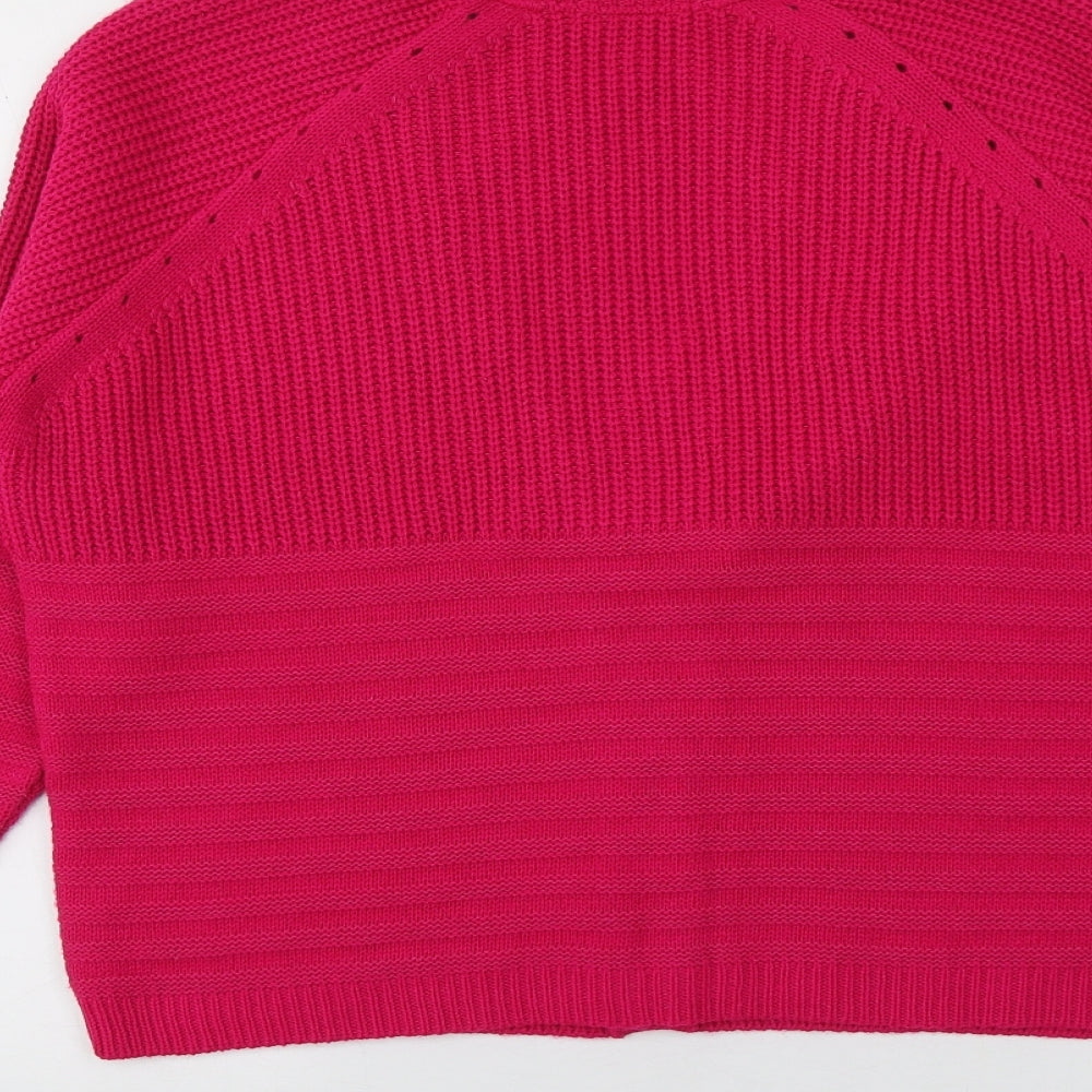 TU Womens Pink V-Neck Acrylic Cardigan Jumper Size 12
