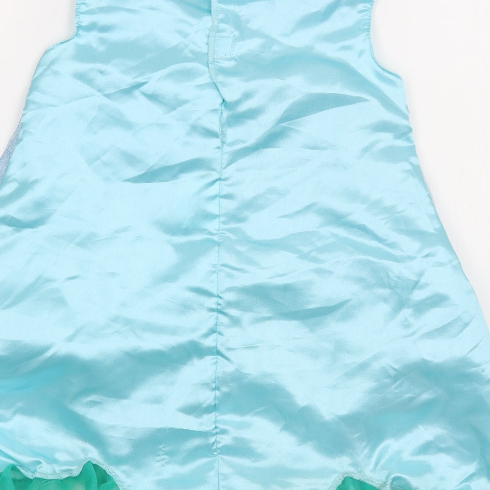 Trolls Girls Blue Polyester Trapeze & Swing Size 4-5 Years Scoop Neck Hook & Loop - Trolls Costume