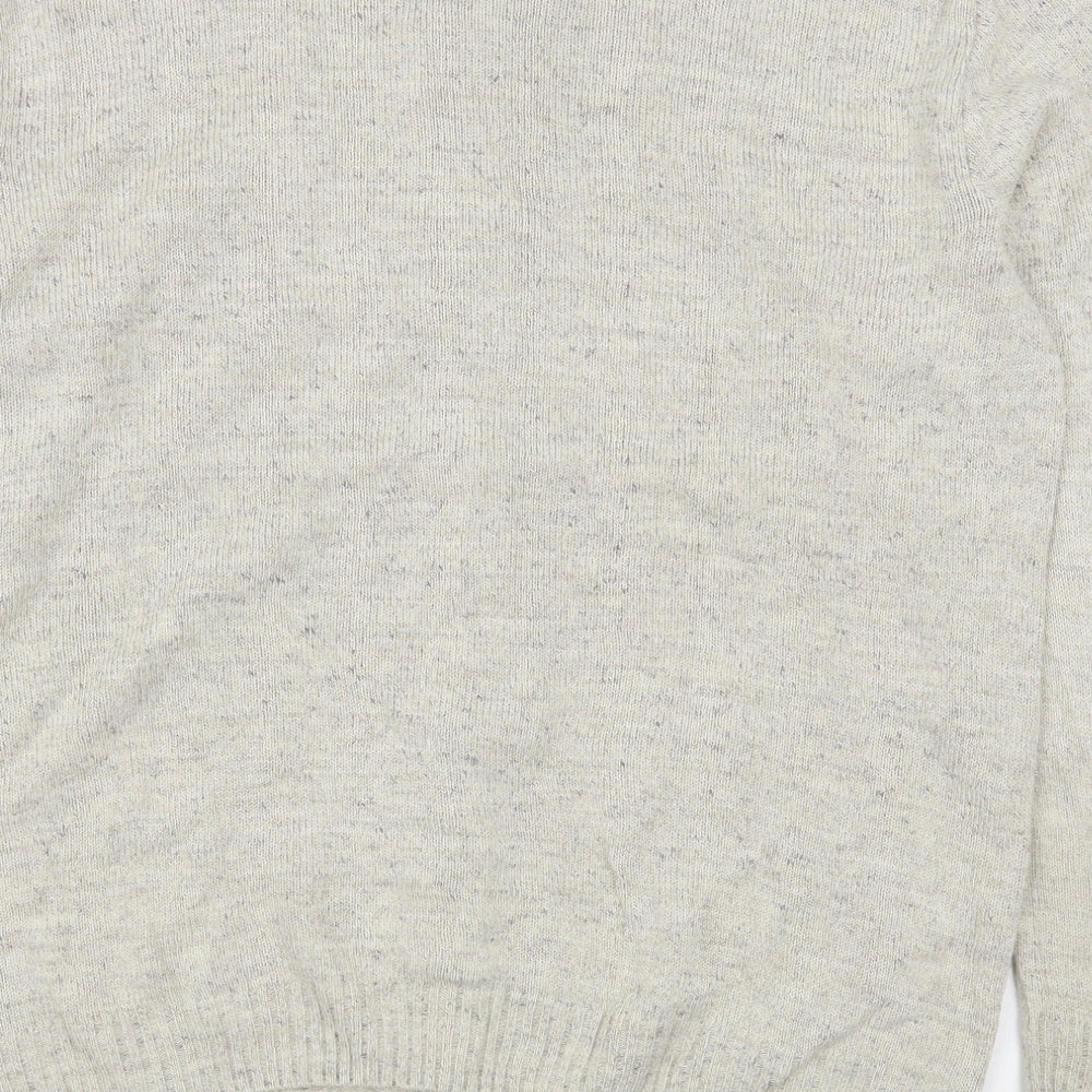 Vilona Womens Beige Boat Neck Acrylic Cardigan Jumper Size M