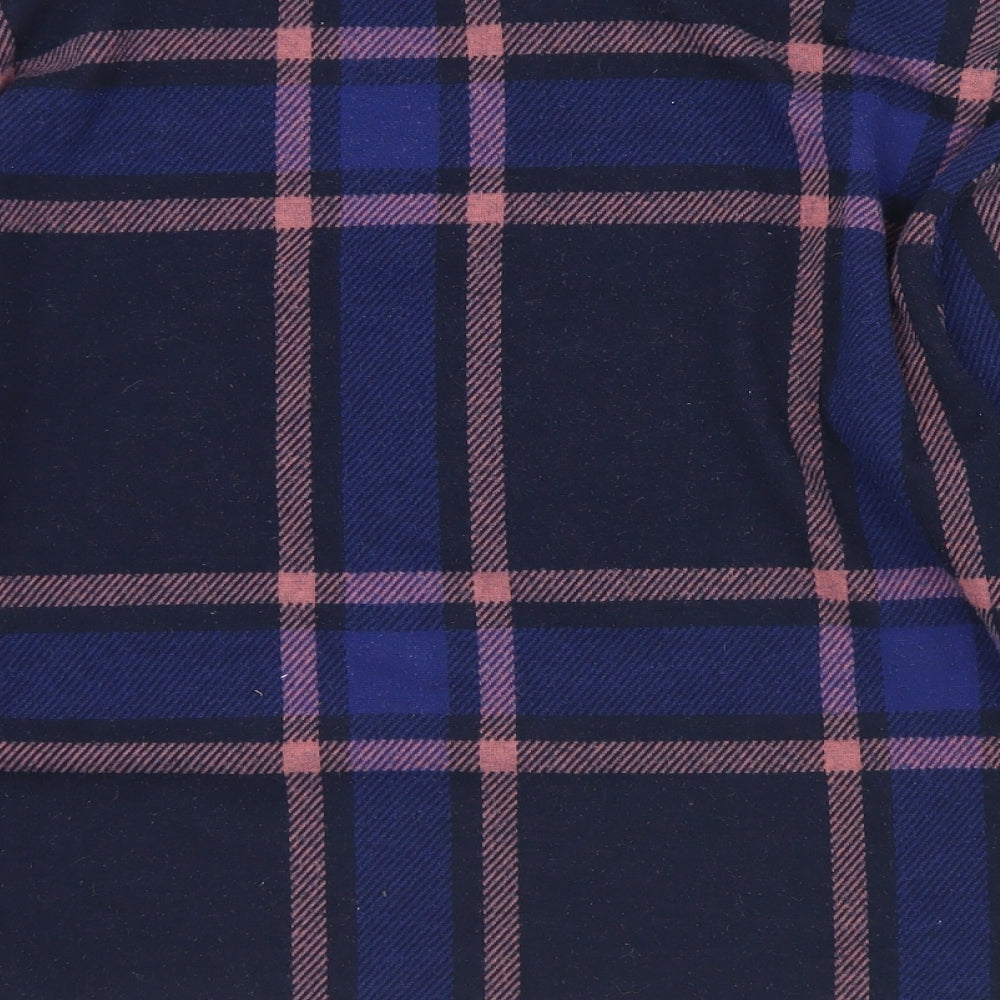 Marks and Spencer Womens Blue Crew Neck Plaid Polyester Pullover Jumper Size 10