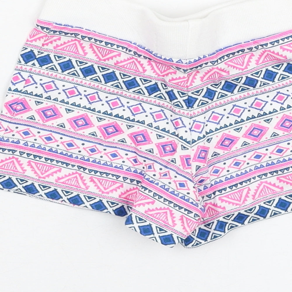 Primark Girls White Geometric Cotton Cropped Trousers Size 18-24 Months Pullover