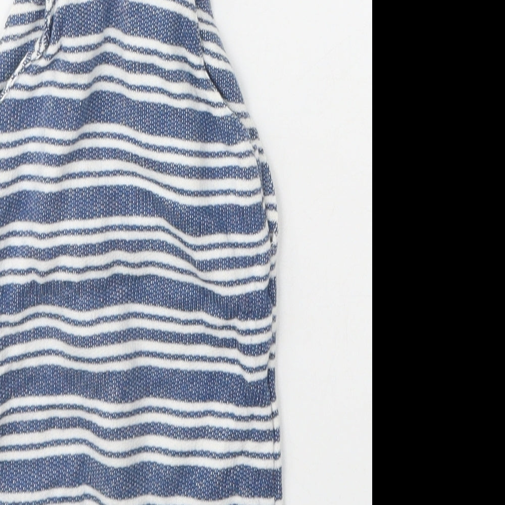 Dunnes Stores Boys Blue Striped Cotton Dungaree One-Piece Size 6-9 Months Button