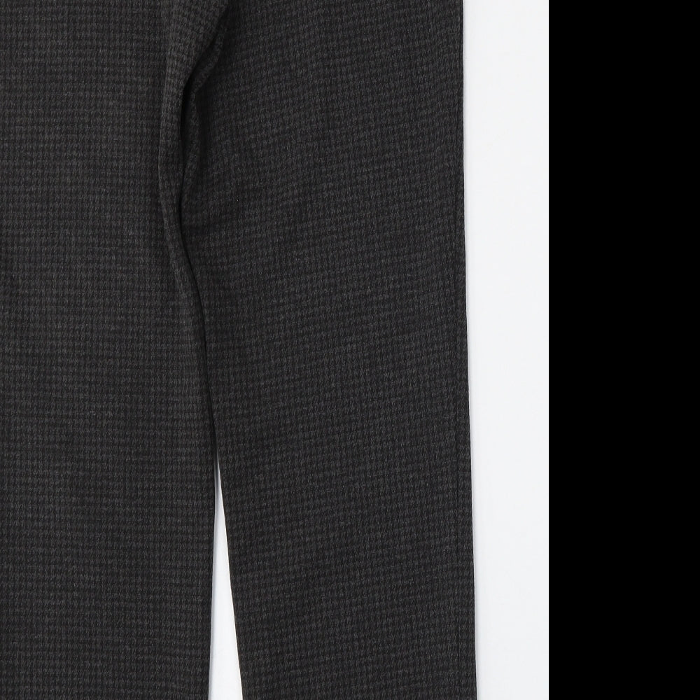 Marks and Spencer Womens Grey Houndstooth Viscose Trousers Size 12 L28 in Regular