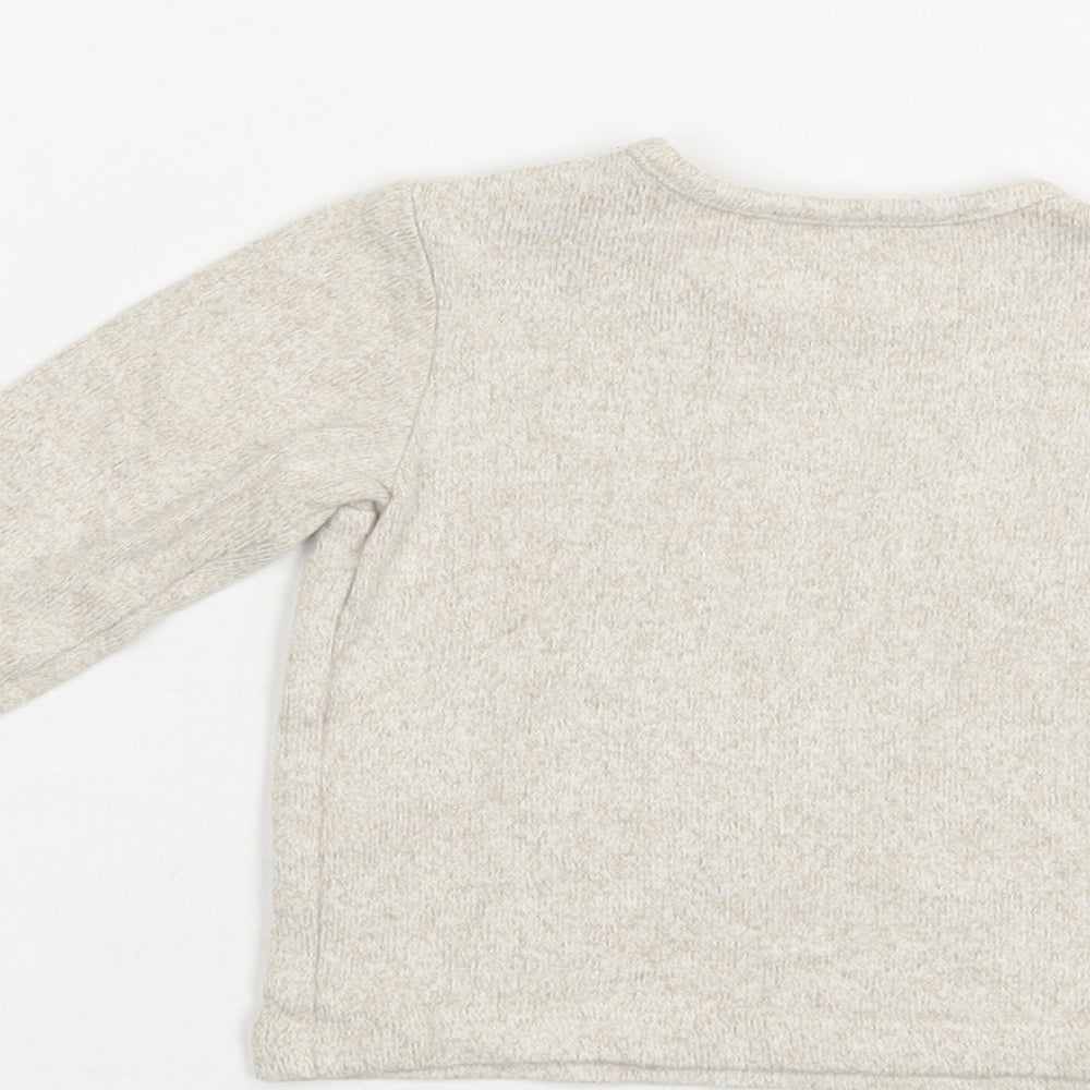 George Baby Beige Viscose Pullover T-Shirt Size 0-3 Months Crew Neck Pullover - Bunny