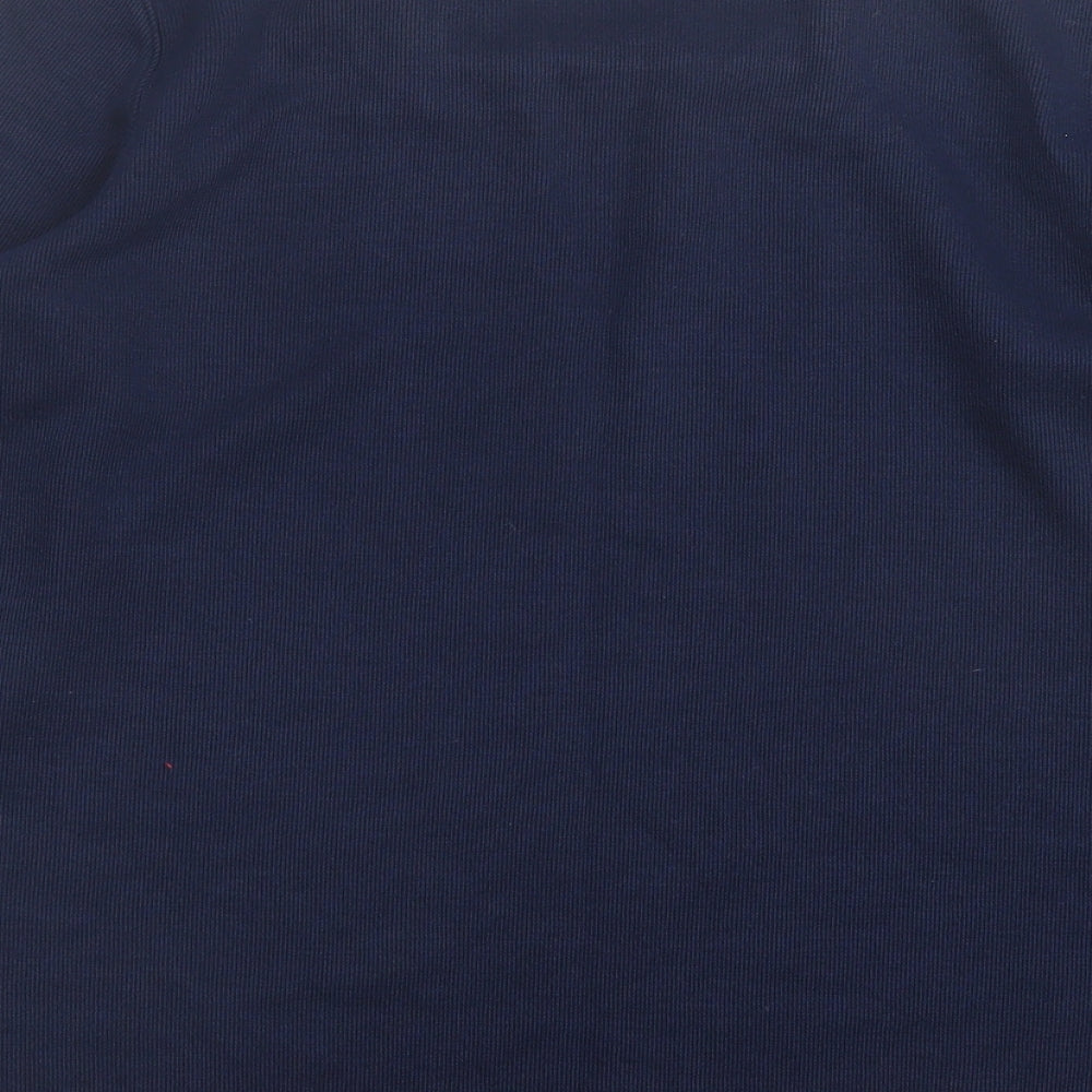 BM Womens Blue Square Neck Geometric Polyester Pullover Jumper Size S